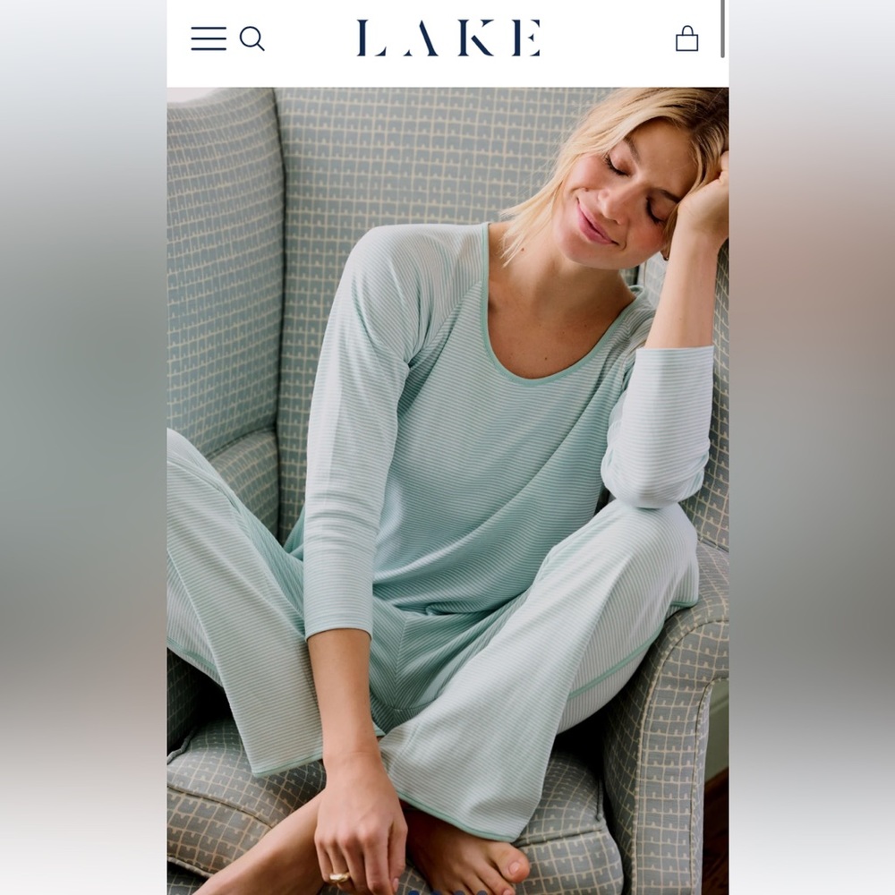 NWT Lake Pajamas pima long-long set XS (parisian green)